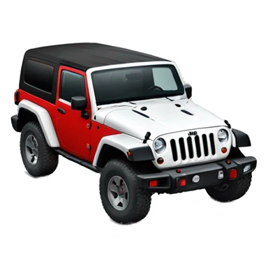 White Jeep Wrangler Rubicon with Red accents top off sticker