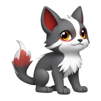 Cute cool black red white grey animal hybrid Fakemon full body sticker
