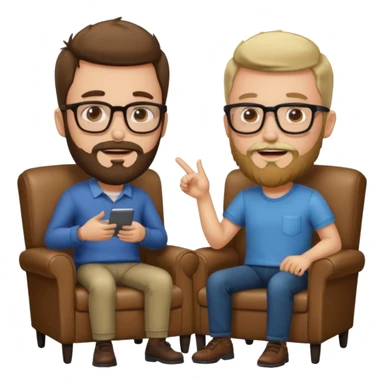 Tow guys in a chair asking sticker