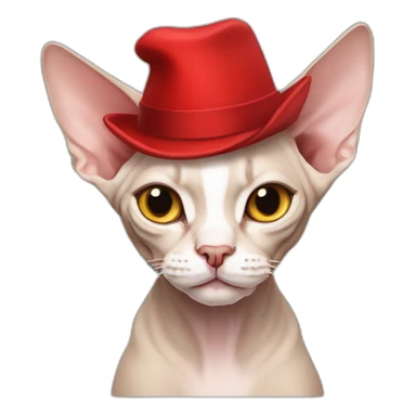 sphynx cat with red hat sticker