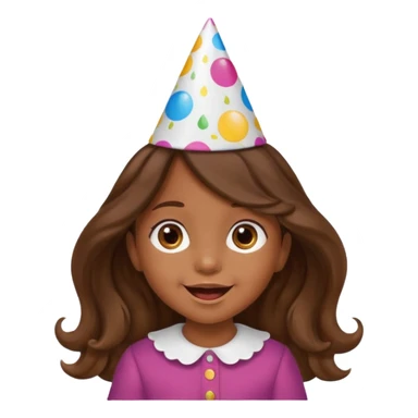 a little girl with brown long wavy hair with birthday hat, supprising















 sticker