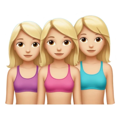 Create 3 blond girls, 16, 14, 7 years old  sunbathing on beach by the sea sticker
