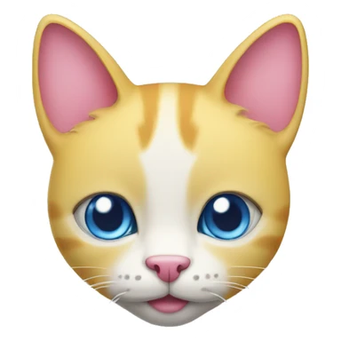 Yellow cat with pink nose and a white muzzle  and blue eyes  sticker