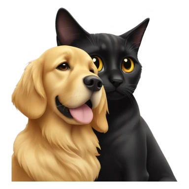 Golden retriever and black cat in love sticker
