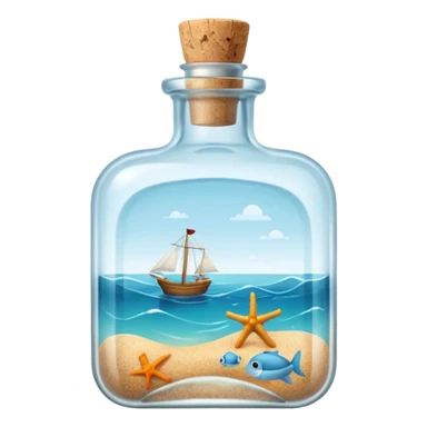 A sea Message Bottle, square sticker