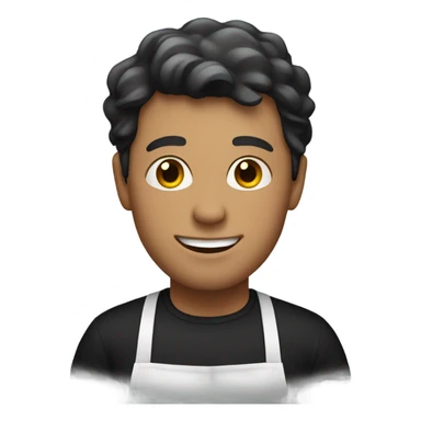 White guy in black attire with apron sticker