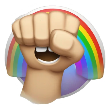 Angry with fist and a rainbow in the back sticker