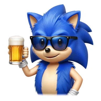 Sonic the hedgehog drinking a beer sticker