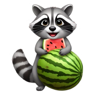 raccoon with a watermelon sticker