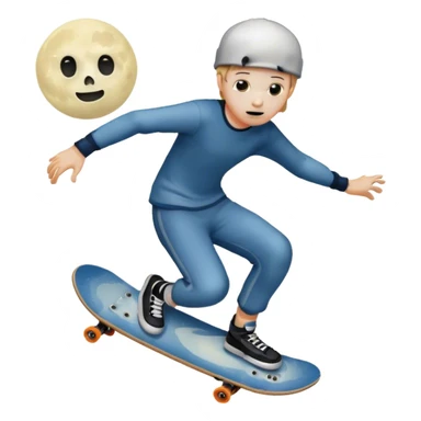  ghost skater boi sk8 boarding under a moon sticker
