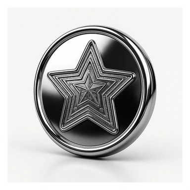 dalgona candy with star shape, chrome style, inspired by Squid Game sticker