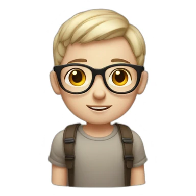 cute boy with round galasses white skin frecles sticker