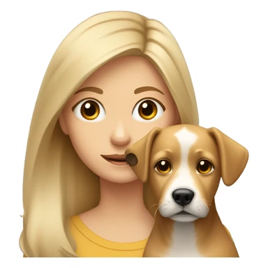 Blonde girl with Scruffy light brown medium sized dog with human eyes sticker