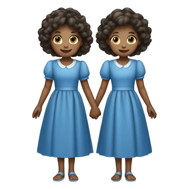 twin girls in blue frock holding hands sticker