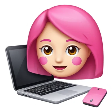 Me podrías hacer un emoji de computadora rosita  sticker