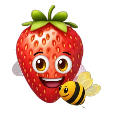 Strawberry with a bee sticker