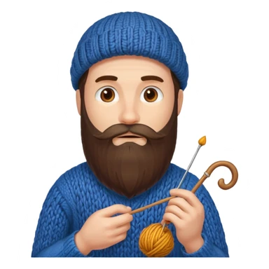 man with beard knitting sticker