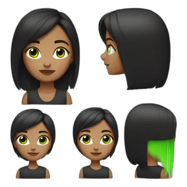 Brune aux cheveux lisses noir, yeux vert sticker