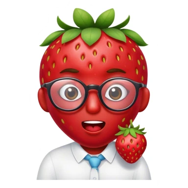 a strawberry saying oops, with glasses sticker