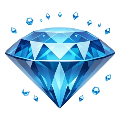 A sparkling blue diamond with a perfect cut, floating in the air. It is surrounded by a light magical glow. A symbol of value and uniqueness. sticker
