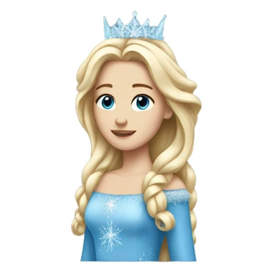 snow princess long blonde hair wearing an ice crown and a blue gown sticker