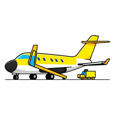 ramp agent with marshalling wands guiding aircraft, wearing bright yellow coat sticker
