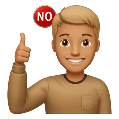 man giving a thumbs up next to a 'no problem' sign sticker