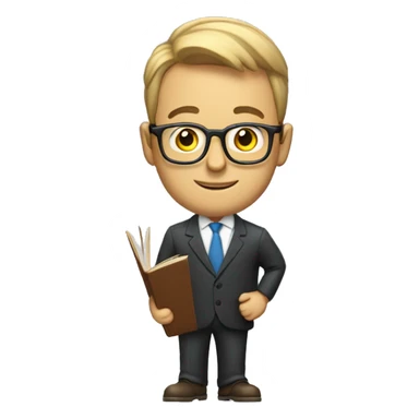 i want an emoji of a man that looks like an expert in teaching business , with glasses and a book in his hand sticker