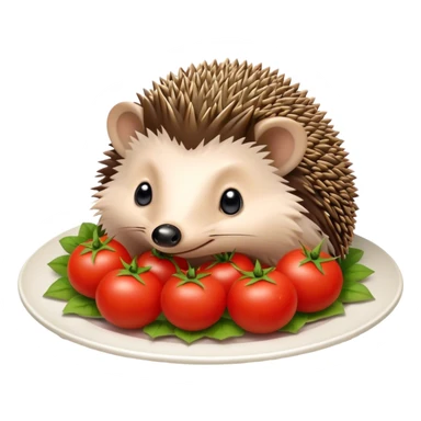 hedgehog and tomatoes in a plate sticker