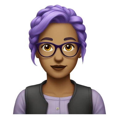 portrait of a woman with glasses purple hair  sticker