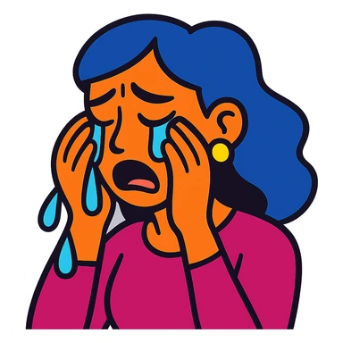 vibrant toon style AI woman crying sticker