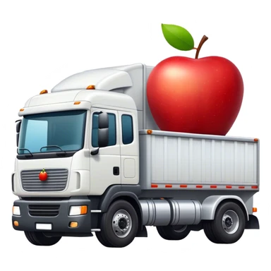 White semi with an apple on the trailer sticker