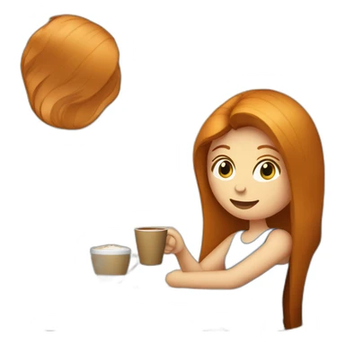 Ginger straight hair and blue eyes woman drinking a coffee  sticker
