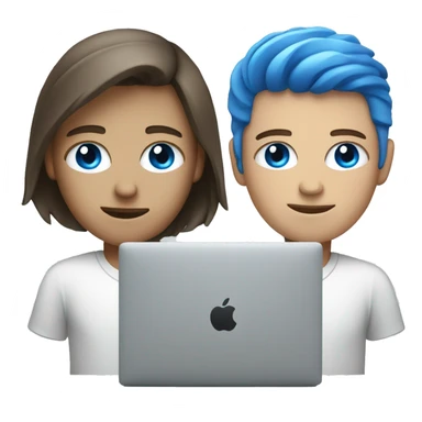 Programmer with blue eyes work with MacBook sticker