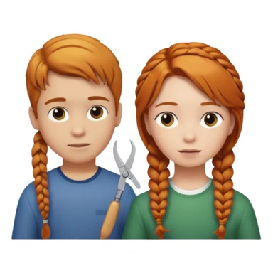 A boy braiding a ginger girls hair sticker
