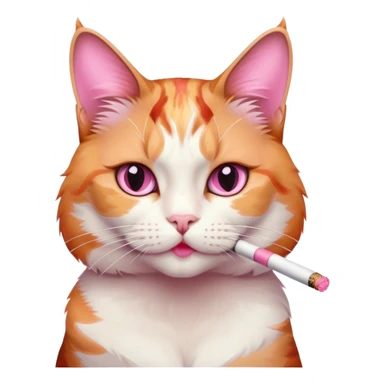 Cat smoking pink cigarette  sticker