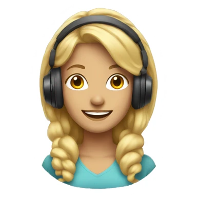 blonde women with headphones smiling sticker