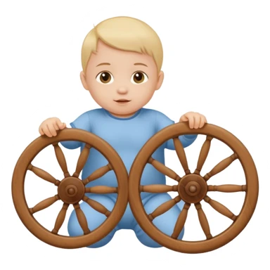 baby playing with wheel sticker