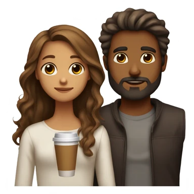 beard long hair man and a brown skin silky hair girl together the guy has hazel ages and girl has brown coffee eyes they are hugging and kissing   sticker