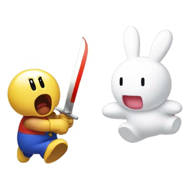 kirby fighting miffy sticker