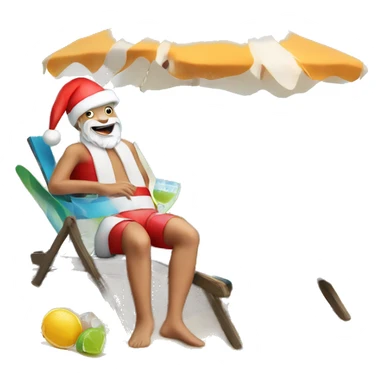 Santa on the beach with margarita sticker