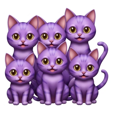 A bunch of purple cats with huge eyes smelly lines and their massive brown tongues out sticker