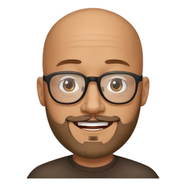 Bald male, black glasses, goatee beard, realistic portrait sticker