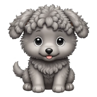 Gray curly puppy sticker