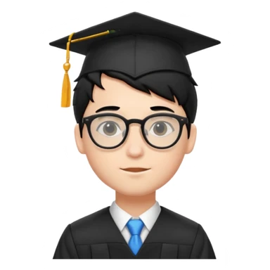 boy with glasses black hair in graduation suit sticker