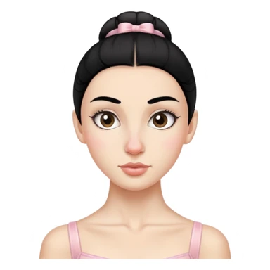 Ballerina with black hair and bumby nose  straight eyebrows very skinny sticker