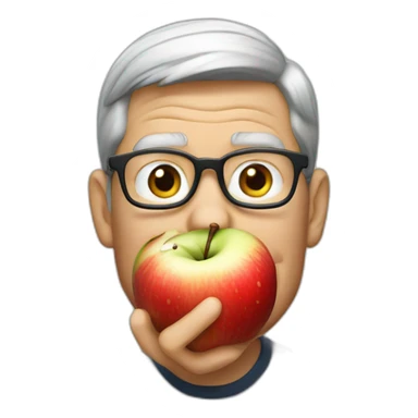 Tim Cook eating an apple sticker
