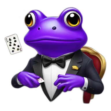 purple frog james bond lookalike playing poker sticker
