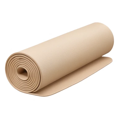 Soft beige yoga mat rolled up, pastel background, minimal style sticker