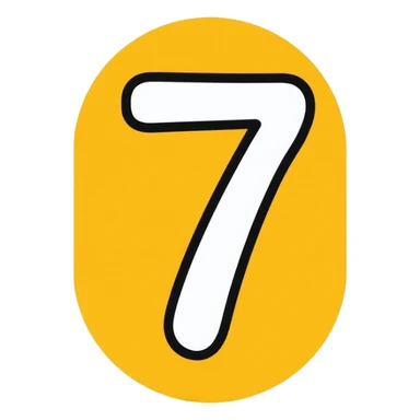 Number 7 on a yellow volumetric background sticker
